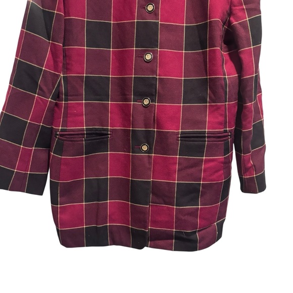 Kasper ASL Red Vintage Plaid Blazer Jacket Size 10 - Picture 6 of 11